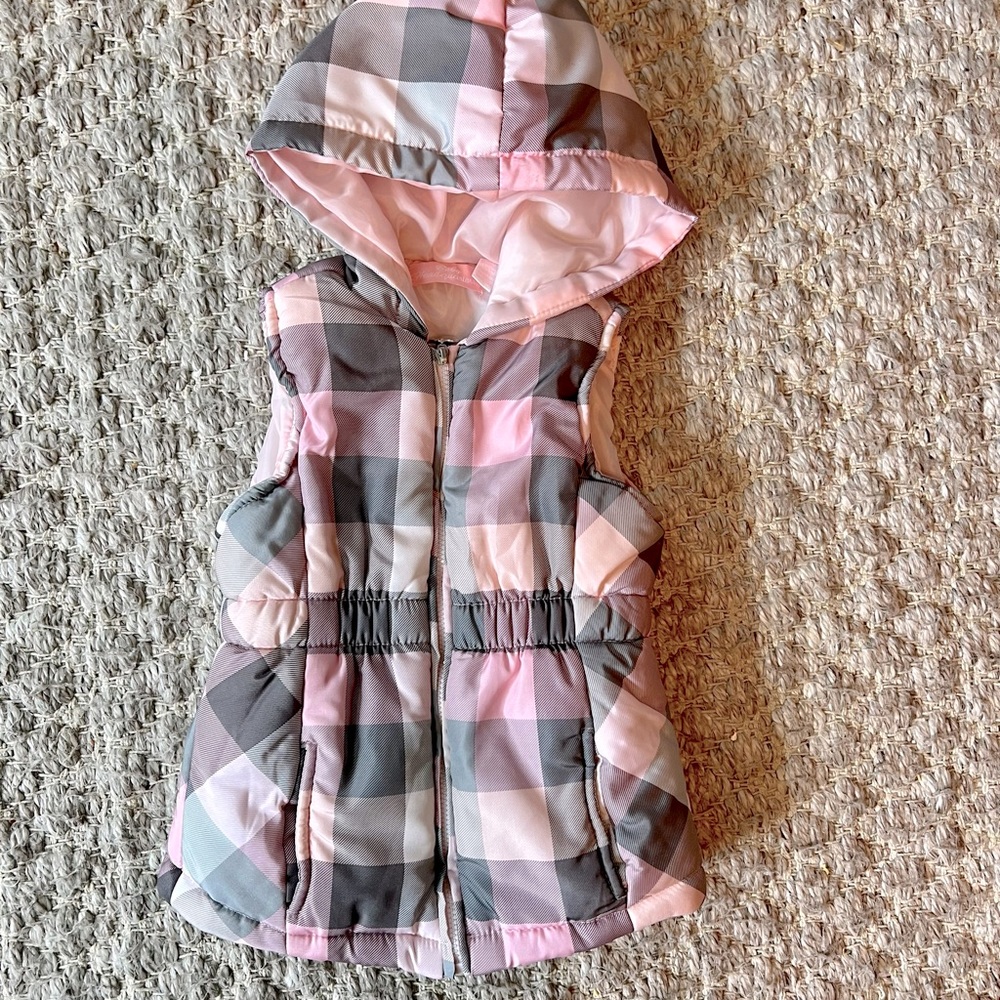 Baby Girl Pink Plaid Puffy Vest